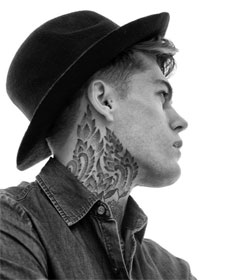 Man with neck tattoo