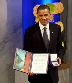 Pres. Obama with Nobel prize