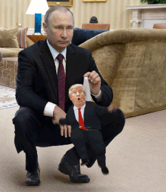 Vladimir Putin dangling puppet Donald Trump