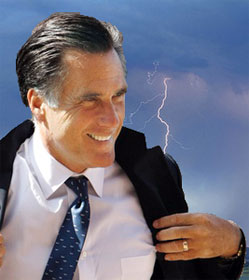 Mitt Romney with lightning bolt