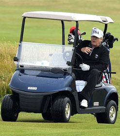 Donald Trump in golfcart