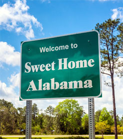 "Welcome to Sweet Home Alabama" highway sign