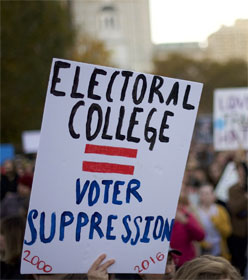 Electoral College = Voter Suppression protest sign