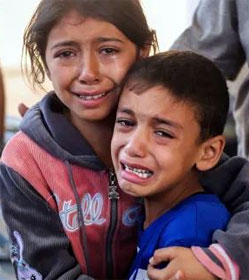 Gazan children crying