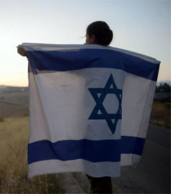 Israeli draped in flag