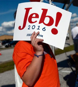 Bush supporter with Jeb! sign