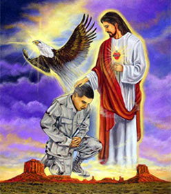 Painting of Jesus blessing soldier