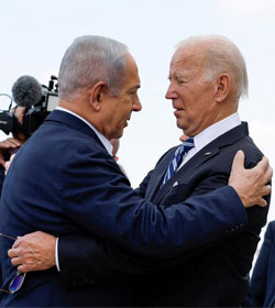 Benjamin "Bibi" Netanyahu and Joe Biden hugging