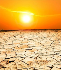 Sun over parched land