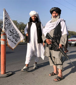 Taliban fighters with American-made M16 rifle