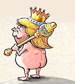 Cartoon of Donald Trump in the emperor's new clothes, by Sack in the Star Tribune