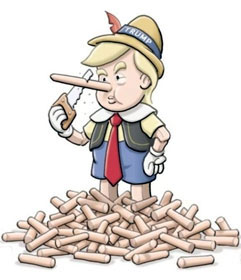 Trump as Pinocchio, from cartoon by Clay Bennett in the Chattanooga Times Free Press