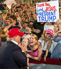 Donald Trump and rapturous supporters