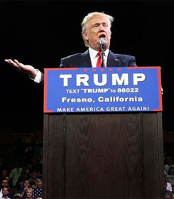 Donald Trump addressing Fresno, CA rally