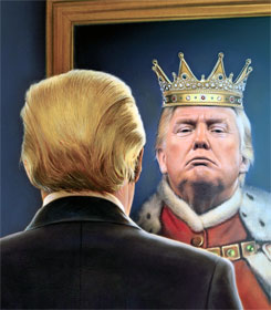 Donald Trump seeing himself as king in mirror