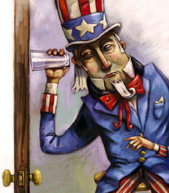 Uncle Sam eavesdropping
