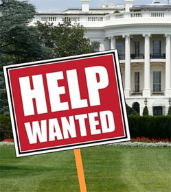 The White House with Help Wanted sign